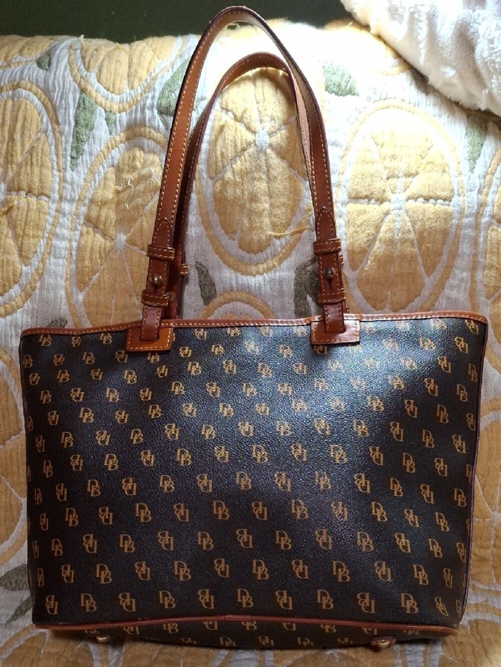 Dooney & Bourke Brown and Tan Logo Tote - Picture 2 of 12